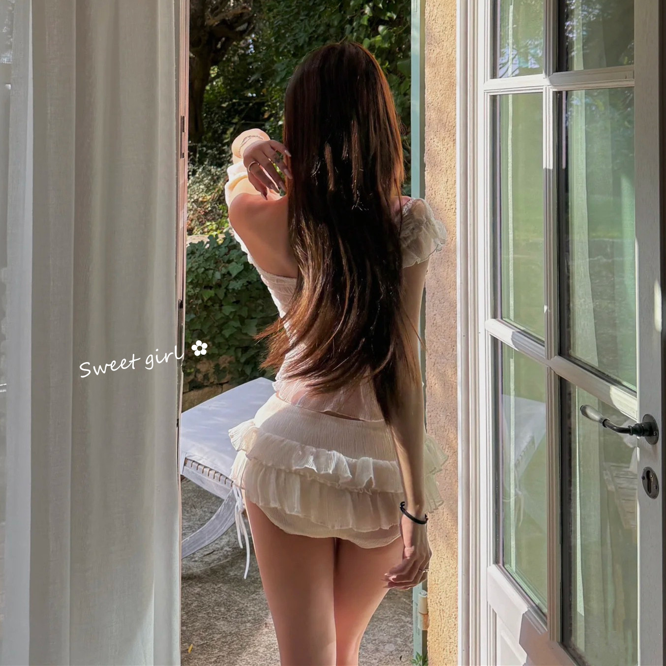 法式纯欲风性感白色分体蛋糕裙泳衣女一字肩抽褶小胸温泉度假泳装,淘宝优惠券,粉丝福利购,淘宝优惠卷