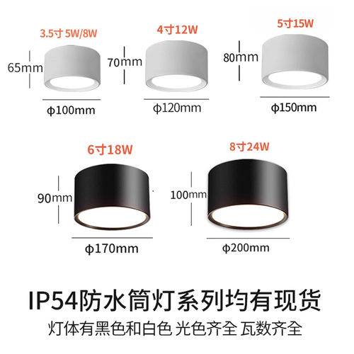 明装防水筒灯IP6512V 24V低压户外屋檐门头阳台三防吸顶灯LED浴室 - 图0