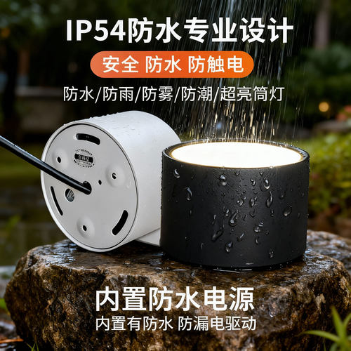 明装防水筒灯IP6512V 24V低压户外屋檐门头阳台三防吸顶灯LED浴室 - 图1