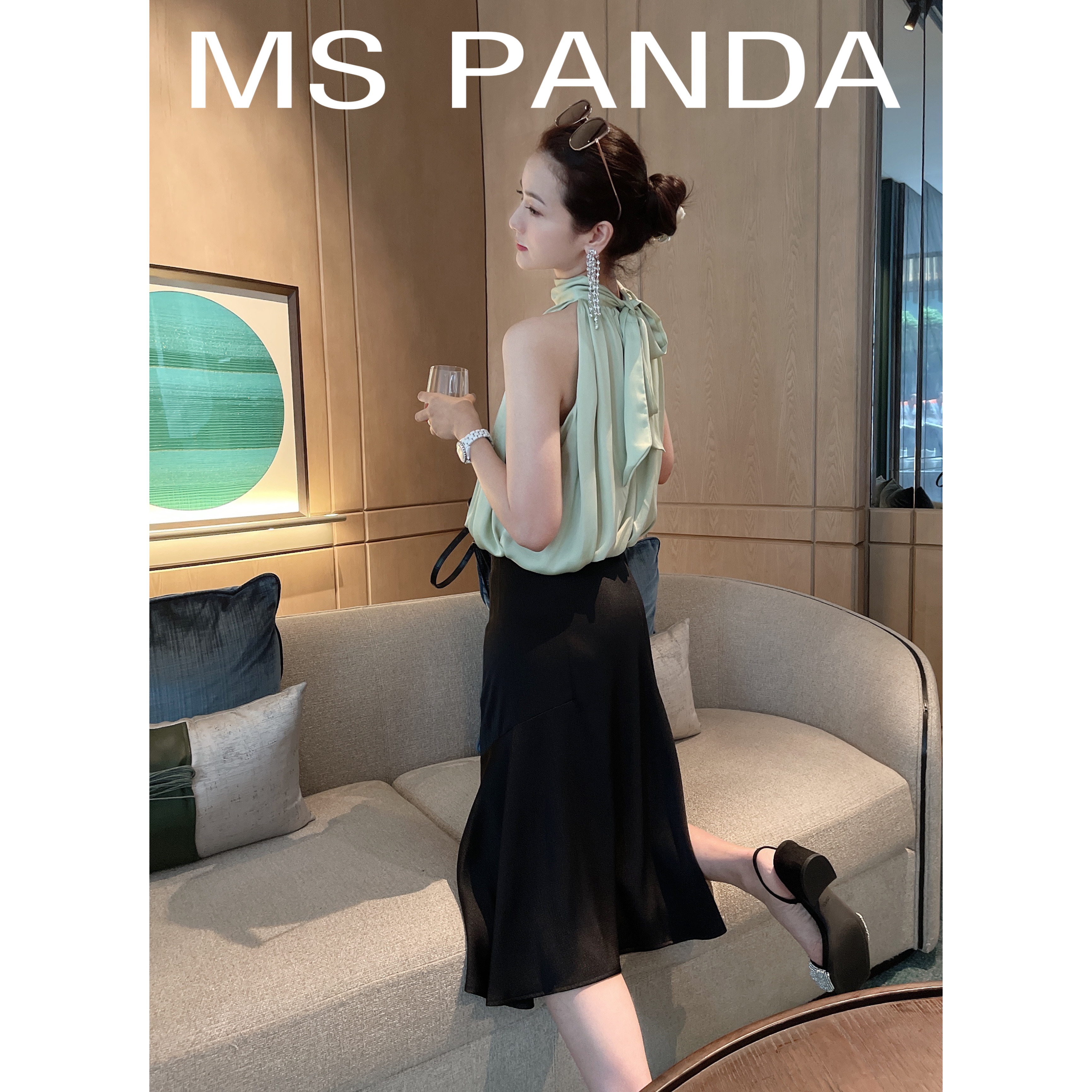 MS PANDA小个子2021新款夏季半身裙女高腰显瘦百搭中长款A字裙 - 图2