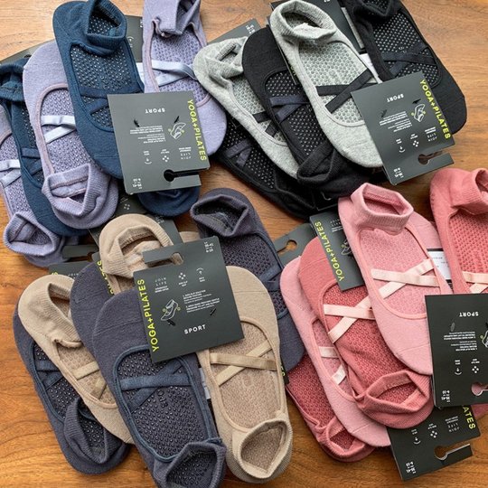 oysho两双装女瑜伽运动普拉提袜子透气吸汗棉质防滑居家地板袜