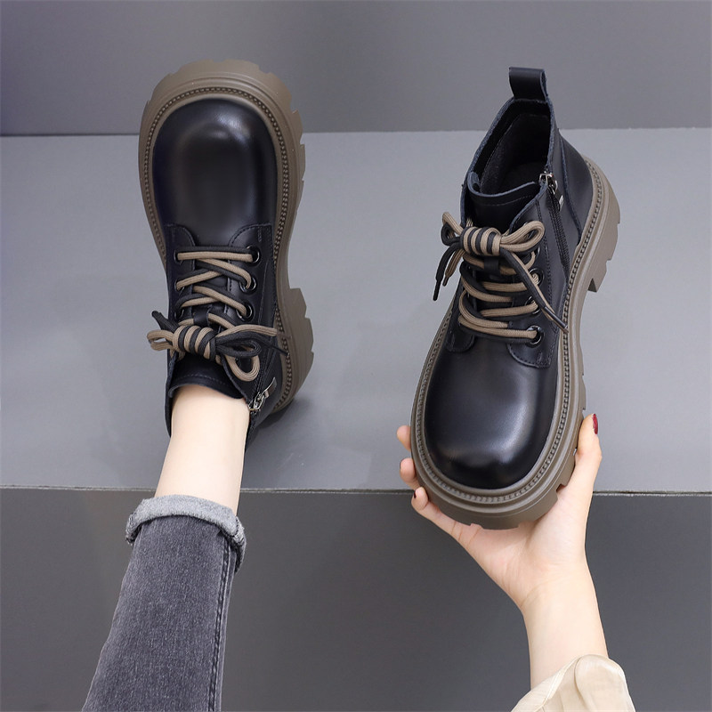 爆款马丁靴女2025新款秋冬单靴小个子复古美拉德圆头厚底增高短靴,淘宝优惠券,粉丝福利购,淘宝优惠卷