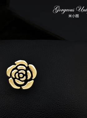 古色山茶花防走光领扣小胸针