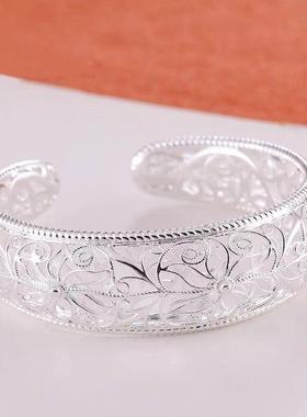 镂空宽面花丝手镯女款民族宫廷风