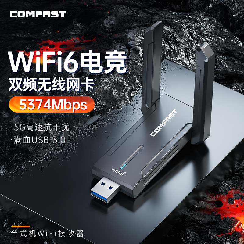 【顺丰包邮】COMFAST免驱无线网卡台式机三频千兆wifi6网络信号接收器台式电脑笔记本外置usb发射器CF-972AX - 图0