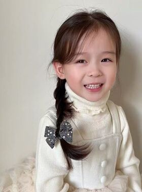 奶油芝芝の韩版高级感亮片蝴蝶结儿童宴会派对主角宝宝高弹扎发