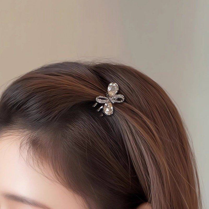 2025新款蝴蝶结水钻发夹侧边碎发发卡小号抓夹盘发器刘海夹子头饰,淘宝优惠券,粉丝福利购,淘宝优惠卷