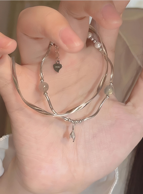 叠戴绝绝子~冷淡风鱼尾手链小众气质高级感新中式扭曲手镯简约潮