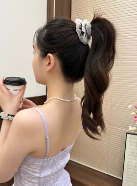 双拼波点网纱裙摆小肠发圈高弹力牛奶丝头绳不伤发扎发头绳