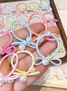 【珠珠拇指圈】儿童银色蝴蝶结发圈甜酷小女孩扎辫子头绳宝宝发饰