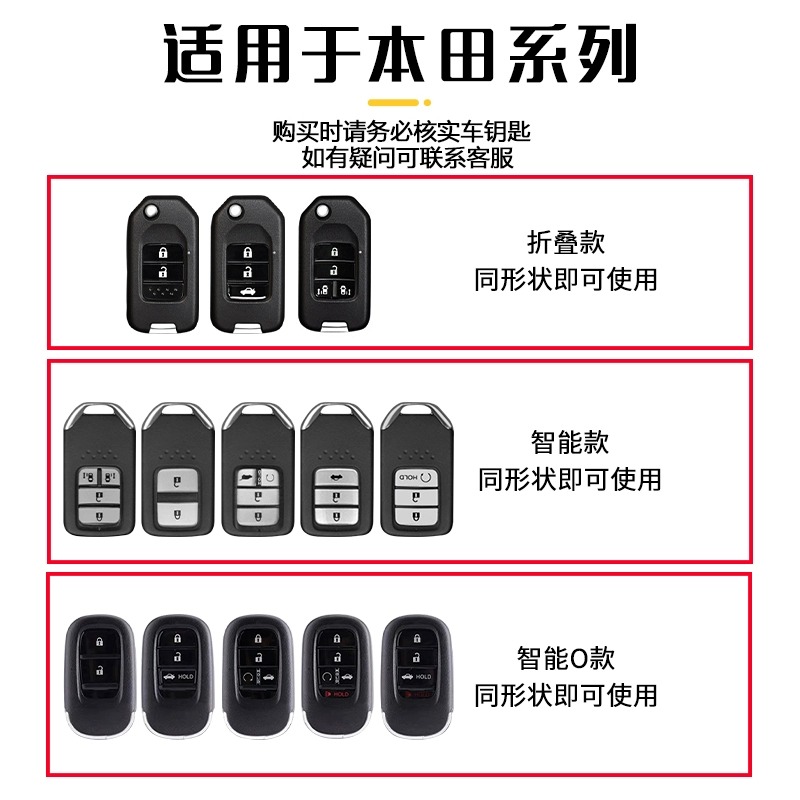 适用于本田crv钥匙套思域xrv雅阁urv英诗派冠道皓影缤智型格壳扣 - 图3