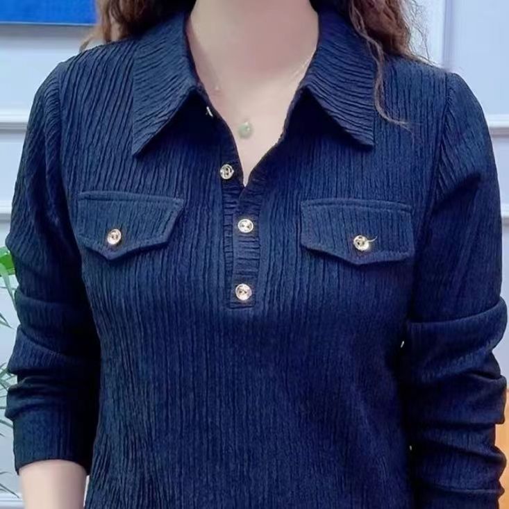 春秋打底气质polo领半开衬衫洋气百搭女高档上衣时尚显瘦宽松外套 - 图3