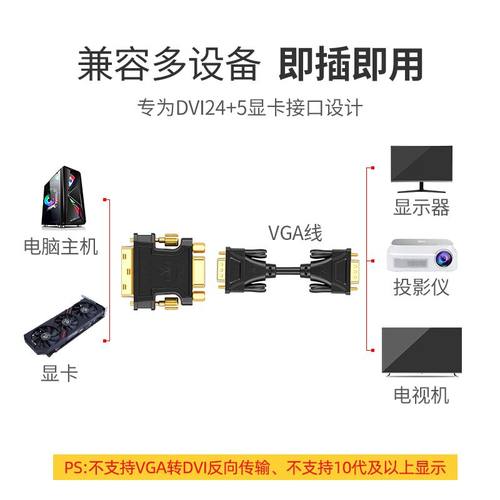 山泽DVI转VGA接头vja电脑显卡主机显示器连接线vda24+5接口转换器-图1