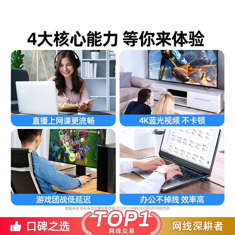 山泽网线千兆六类家用连接线网络超5五6类万兆路由器电脑宽带10米-图1