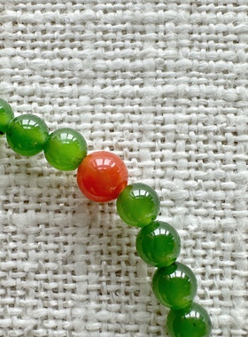 天然和田玉碧玉辣绿多宝手链