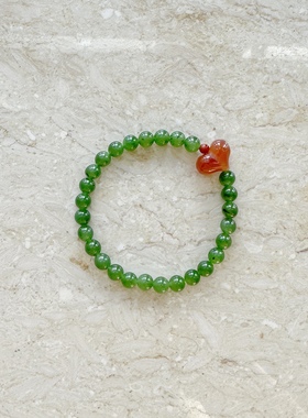 天然和田玉碧玉爱心多圈手链