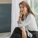 Осенняя рубашка, сексуальный лонгслив, галстук, V-образный вырез, в корейском стиле