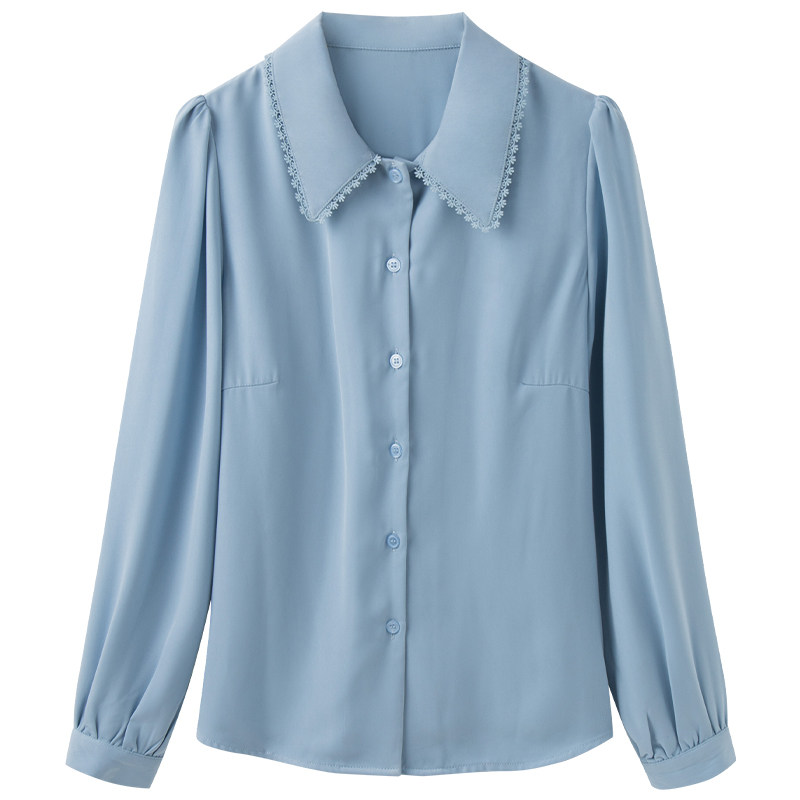 早秋蓝色职业设计感小众轻熟衬衫 秋安衬衫