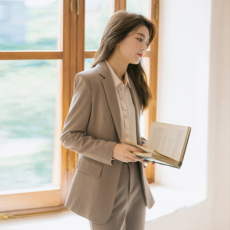 休闲西装套装女神范气质上班女西服 秋安职业女裤套装