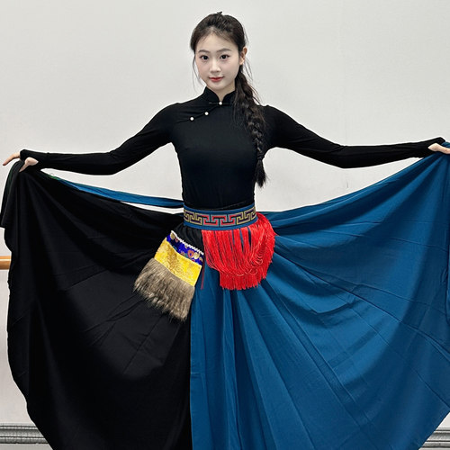民族舞练功服上衣藏族舞演出服蒙古舞艺考女表演服广场舞比赛套装 - 图3