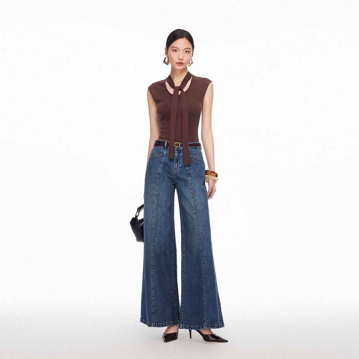 绫致Vero Moda牛仔裤2026春季新款含棉可拆腰带通勤百搭微喇裤,淘宝优惠券,粉丝福利购,淘宝优惠卷