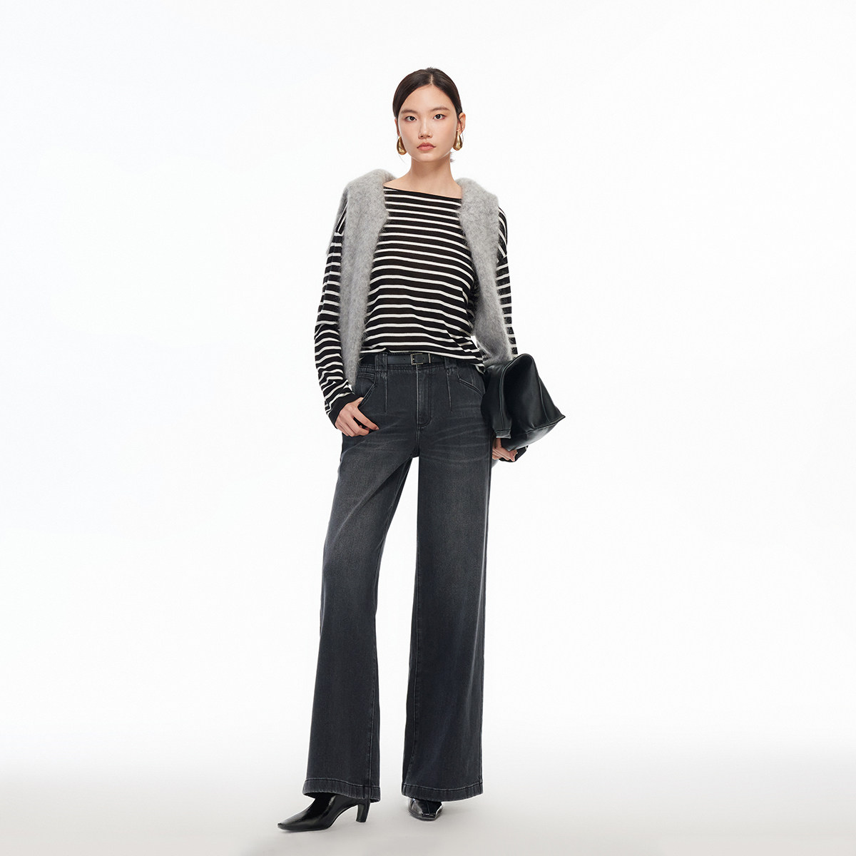 绫致Vero Moda牛仔裤2025冬季新款加绒可拆腰带阔腿裤摩登,淘宝优惠券,粉丝福利购,淘宝优惠卷