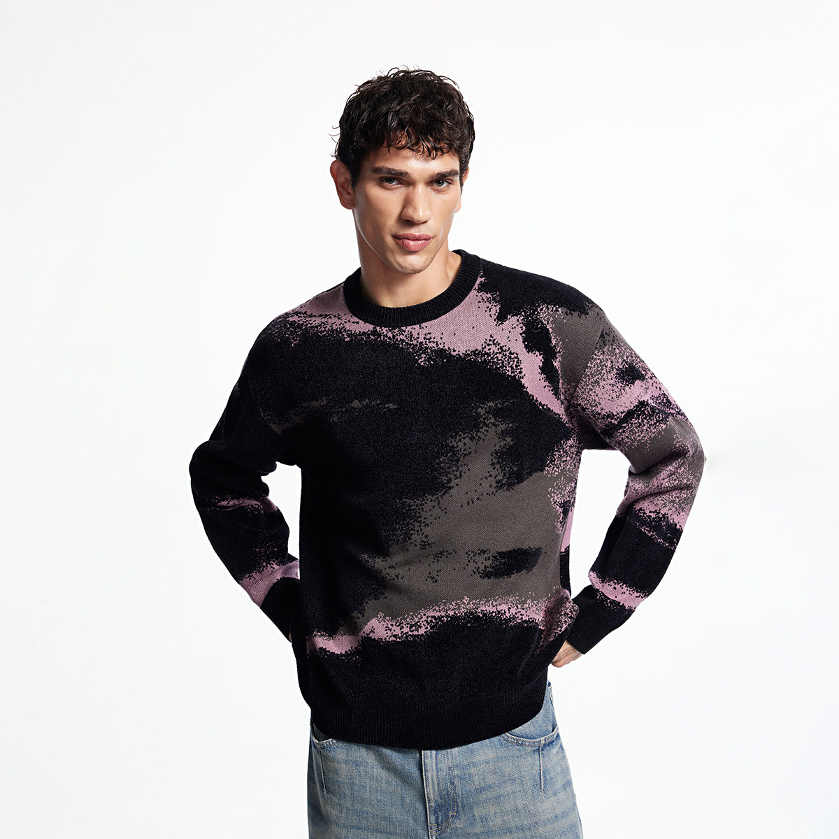 绫致杰克琼斯秋冬男毛衣针织衫上衣宽松版型时尚百搭潮流衣身扎染,淘宝优惠券,粉丝福利购,淘宝优惠卷