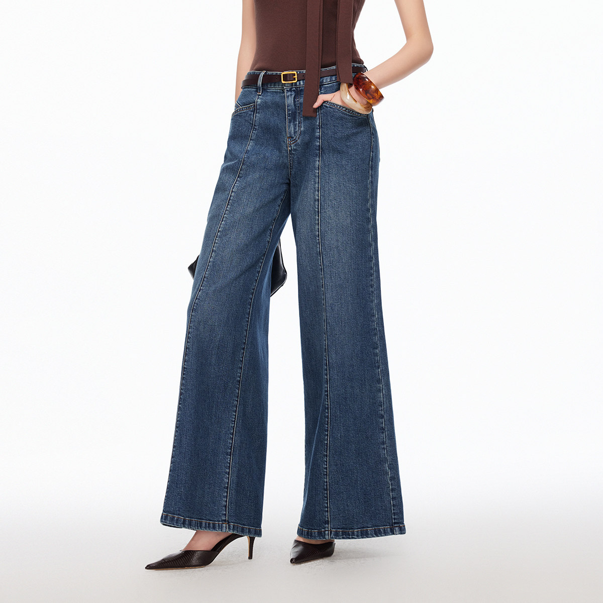 绫致Vero Moda牛仔裤2026春季新款含棉可拆腰带通勤百搭微喇裤,淘宝优惠券,粉丝福利购,淘宝优惠卷