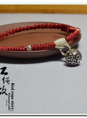 红绳故事脚链民族复古纯银铃铛