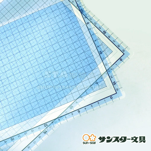 日本SUN-STAR太阳星方眼敷A4透明大垫板B5可测量定位学生儿童硬笔练字方格尺型硬质书写板柔软可以卷曲 - 图1