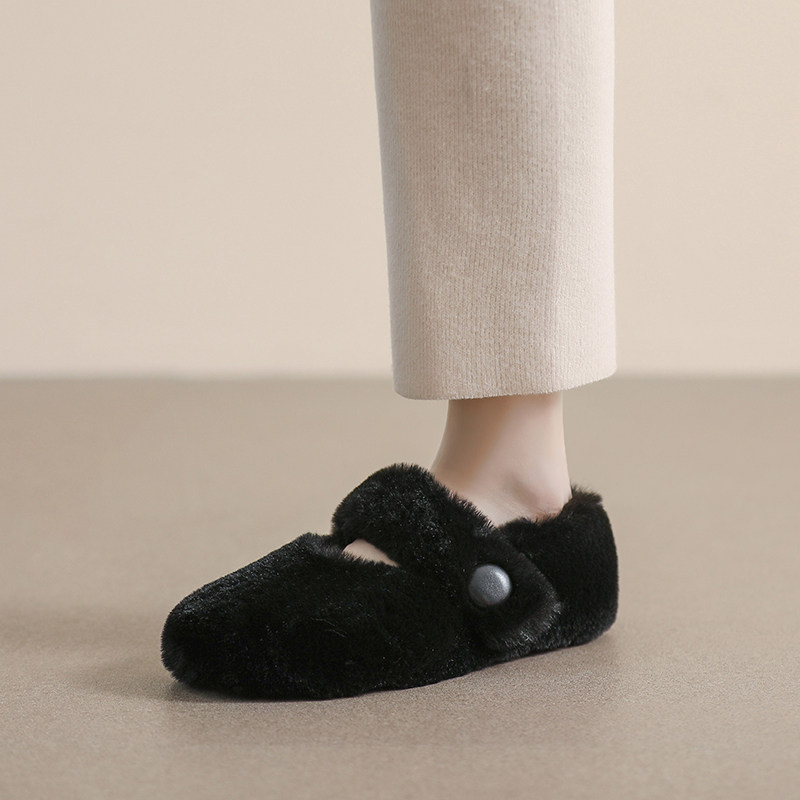 高级感毛毛鞋女冬季外穿2025新款一脚蹬棉鞋加绒豆豆鞋大码41到43,淘宝优惠券,粉丝福利购,淘宝优惠卷