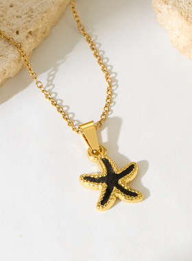 跨境不锈钢吊坠项链欧美时尚女式18k毛衣链潮流百搭首饰