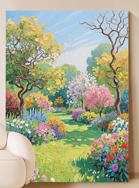 大芬村莫奈花园奶油风手绘油画