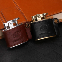 RONSON Longson kerosene lighter special head layer cow leather leather sheath delicate portable hanging ring genuine leather protective sleeve
