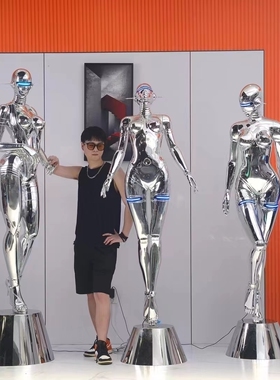 空山基女神未来械姬雕塑大型落地装饰摆件电镀科技人物酒吧KTV摆