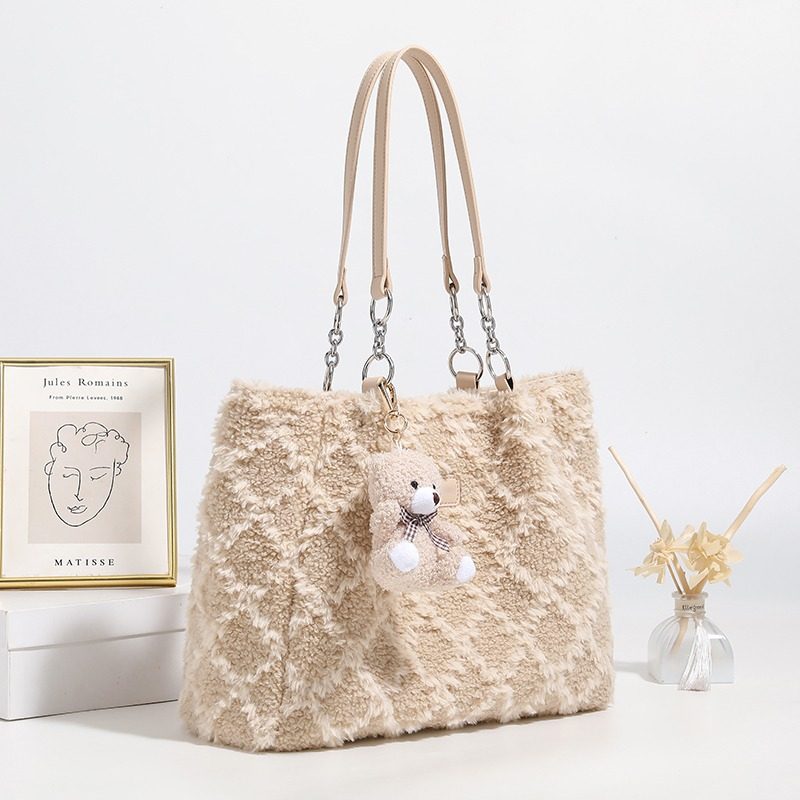 圣米洛通勤高级感大包毛毛包包女2026新款秋冬大容量毛绒托特包,淘宝优惠券,粉丝福利购,淘宝优惠卷