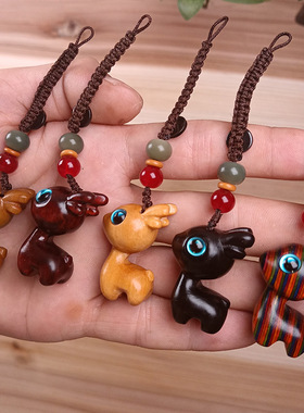 男女天然檀木吊坠钥匙扣挂件