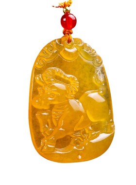 天然黄龙玉吊坠十二生肖蛇守护神本命年礼物黄色玉坠挂件项链男女