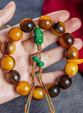 藏式射天角18mm圆珠13颗手串文玩大象仿古虬龙龙扣纹理清晰貔貅