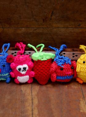 卡通小黄鸡鸭蛋斗袋网兜端午节儿童手工编织挂脖毛线猪玩偶吊坠