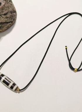 福瑞堂西藏天珠牙白色手工编织藏式玛瑙手链