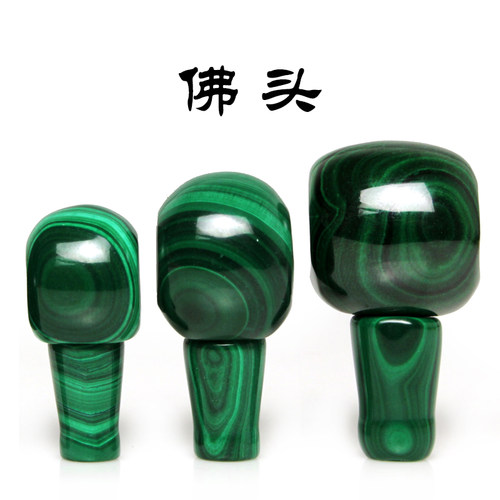 5A孔雀石圆珠桶珠顶珠隔片三通佛头手串佛珠配件多宝珠半成品 - 图2