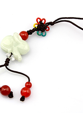 手工编织牛年属狗翡翠兔子挂件