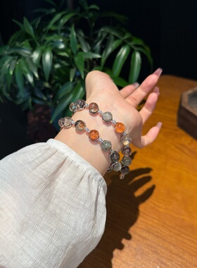 四季花幽灵泡泡链天然水晶手链巴西料四季幽灵花幽灵女款招财转运