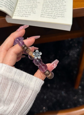 紫气东来万事顺遂天然紫水晶沉香手链女款单圈送女友爱人礼物