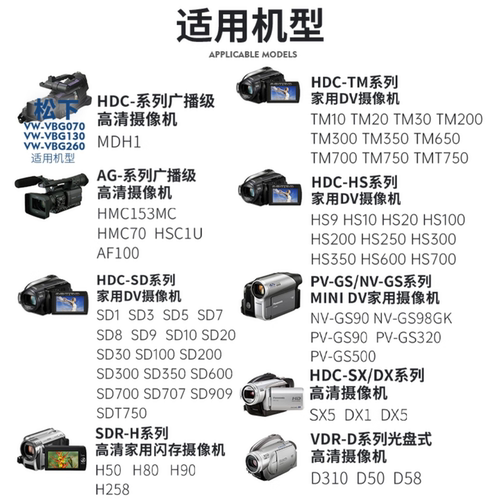 蒂森特VW-VBG260 适用于松下 HDC-SD1 SD3 HS9 TM700 GS90 DX1 HS20 HS9 HMC70 MDH1摄像机电池充电器VBG260 - 图2