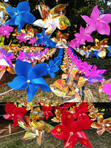 Dazzling Bright Film Five Colorful Windmill Seven Color Decorated Nursery Playground Veranda Outdoor rotating colorful Windmill Strings