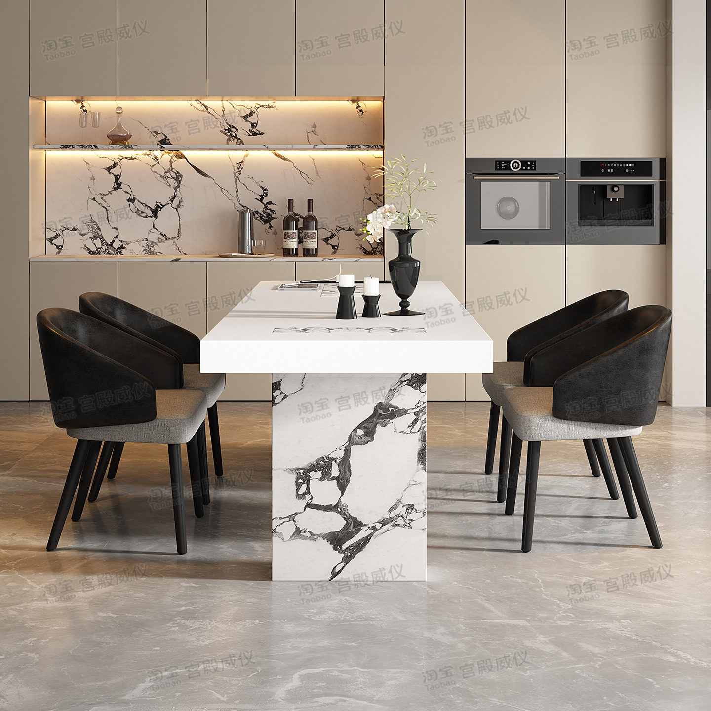 宫殿威仪长方形岩板餐桌家用高级感意式极简高端加厚带抽储物饭桌,淘宝优惠券,粉丝福利购,淘宝优惠卷