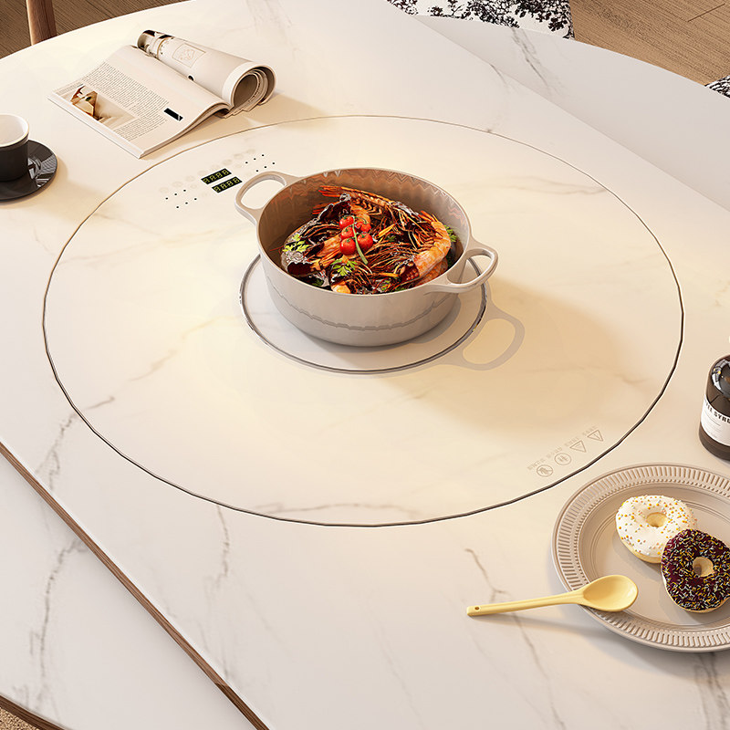 宫殿威仪折叠餐桌岩板圆形餐桌一体家用小户型带转盘餐桌可变圆桌,淘宝优惠券,粉丝福利购,淘宝优惠卷
