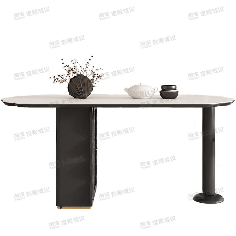 宫殿威仪法式奶油风岩板餐桌小户型家用餐桌可折叠涟漪黑色餐桌,淘宝优惠券,粉丝福利购,淘宝优惠卷
